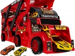 Transporteur de voitures avec lanceur et 6 voitures en métal