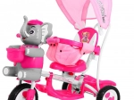 Tricycle enfant éléphant avec poignée de guidage et auvent