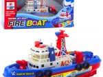 Bateau de sauvetage des pompiers avec lance à eau, lumières et sons