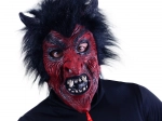 Masque de diable avec cheveux noirs pour adulte
