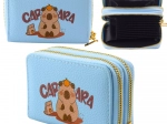 Portefeuille bleu à deux compartiments avec capybara, rangements pour cartes 12,5 × 8,5 cm