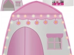 Tente en tissu pour enfants en forme de petite maison avec guirlande LED cotton balls