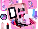 Trousse de maquillage pour filles avec licorne rose 19,5 x 14 x 7 cm