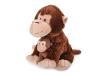 Singe en peluche avec son petit – jouet câlin assis