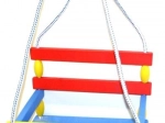 Balançoire en bois colorée avec barre de sécurité