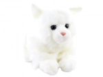 chat en peluche blanc allongé 20 cm éco‑responsable