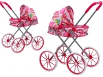 Poussette pliable pour poupées avec nacelle profonde et capote, 60 cm