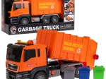 Camion poubelle orange avec effets sonores + accessoires