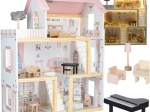 Maison de poupées en bois avec mobilier et éclairage LED 78 cm rose