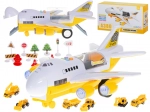 Avion de transport avec mini véhicules de chantier, fuselage ouvrant et effets lumineux