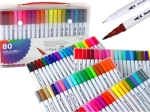 Ensemble de feutres double face 80 pcs dans un organisateur coloré