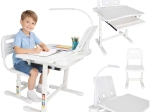 Bureau d’enfant évolutif avec chaise et lampe LED, blanc