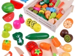Ensemble de fruits et légumes en bois à couper pour enfants