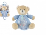 Ourson en peluche avec boîtier musical à remonter et hochet, bleu 18 × 18 cm
