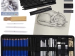Set de croquis et dessin 54 pièces avec étui et carnet A5