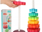 Tour arc-en-ciel à anneaux crantés – jouet empilable en spirale pour enfants 12 mois et +