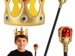 Ensemble royal pour enfant – couronne dorée et sceptre