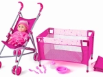 WOODY Ensemble pour enfants avec poussette et lit bébé