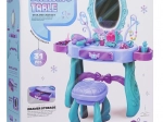Coiffeuse magique pour enfants avec détails violets et tabouret