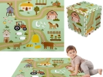 Tapis de jeu en mousse 90 × 90 cm – puzzle épais, 9 pièces HUMBI ferme et routes de campagne