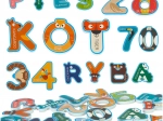 Autocollants en mousse pour la baignoire – alphabet et chiffres avec des animaux