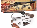 Set de cow-boy – fusil, revolver, menottes et étoile de shérif pour amorces