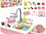Évier de cuisine pour enfants avec set de vaisselle XXL – rose