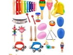 Set musical en bois pour enfants avec petit sac à dos, 22 pièces