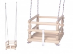 Balançoire en bois pour enfants avec barrière de sécurité