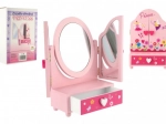 Miroir de toilette pour enfants avec boîte à bijoux Princess, en bois, rose