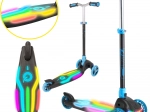 Trottinette tricycle pour enfants EVO Rainbow Blast avec plateforme LED, pliable et réglable en hauteur, bleu