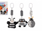 Jouet en peluche à suspendre noir et blanc pour poussette et lit, 30 cm
