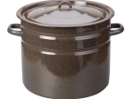Marmite émaillée avec couvercle 20 l, marron