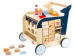 Chariot de marche en bois Baleine avec jeux marins