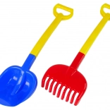 Set de sable pelle et râteau grands bicolores