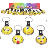 Porte-clés smiley – pendentif pailleté double face 4 cm