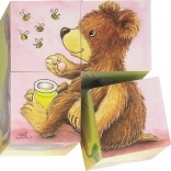 Goki cubes en bois Bébés animaux – 4 pièces