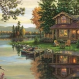 Puzzle panoramique Détente au chalet 1000 pièces