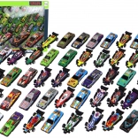 Set de 50 petites voitures métalliques – modèles de course et urbains colorés