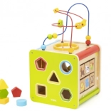 cube éducatif en bois 5-en-1 avec labyrinthe, formes et xylophone
