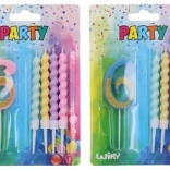 Bougie de fête chiffre 6 et 4 bougies supplémentaires