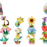 Jeu de construction mini fleurs en capsule – fleurs en plastique créatives 6 cm, assortiment de types