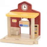 gare ferroviaire en bois avec son