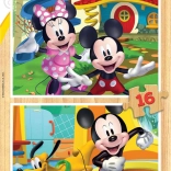 Puzzle en bois Mickey et Minnie 2×16 pièces