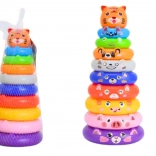 Pyramide colorée avec anneaux et autocollants Animaux Tigrou