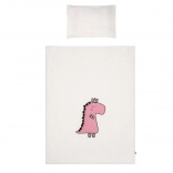 Parure de lit 3 pièces pour lit bébé Belisima Dino 3D, 90 × 120 cm, crème-rose