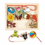 Detoa jeu de laçage PETIT TAUPE – ensemble d’enfilage en bois