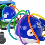 Fontaine baleine eau bleue jardin