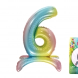 Ballon gonflable chiffre 6 arc-en-ciel 80 cm