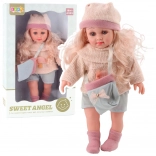 Poupée Sweet Angel en petit pull tricoté avec sac à main et bonnet 36 cm